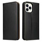 For iPhone 15 Pro Max Fierre Shann PU Genuine Leather Texture Phone Case(Black) - 1