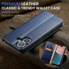 For iPhone 16 Fierre Shann PU Genuine Leather Texture Phone Case(Blue) - 2