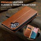 For iPhone 16 Plus Fierre Shann PU Genuine Leather Texture Phone Case(Brown) - 2