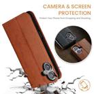 For iPhone 16 Plus Fierre Shann PU Genuine Leather Texture Phone Case(Brown) - 3