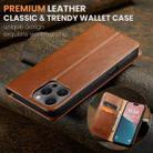 For iPhone 16 Pro Max Fierre Shann PU Genuine Leather Texture Phone Case(Brown) - 2