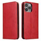 For iPhone 16 Pro Max Fierre Shann PU Genuine Leather Texture Phone Case(Red) - 1