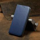 For iPhone 16e Fierre Shann PU Genuine Leather Texture Phone Case(Blue) - 2