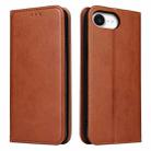 For iPhone 16e Fierre Shann PU Genuine Leather Texture Phone Case(Brown) - 1