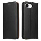 For iPhone 16e Fierre Shann PU Genuine Leather Texture Phone Case(Black) - 1