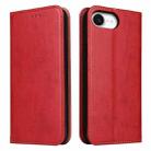 For iPhone 16e Fierre Shann PU Genuine Leather Texture Phone Case(Red) - 1