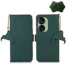 For Asus Zenfone 10 / Zenfone 9 Genuine Leather Magnetic RFID Leather Phone Case(Green) - 1