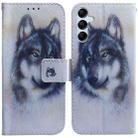 For Samsung Galaxy M54 Coloured Drawing Flip Leather Phone Case(White Wolf) - 1
