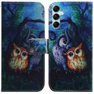 For Samsung Galaxy M54 Coloured Drawing Flip Leather Phone Case(Oil Painting Owl) - 1