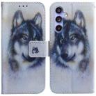 For Samsung Galaxy S23 FE 5G Coloured Drawing Flip Leather Phone Case(White Wolf) - 1