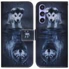 For Samsung Galaxy S23 FE 5G Coloured Drawing Flip Leather Phone Case(Wolf and Dog) - 1