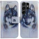 For Samsung Galaxy S24 Ultra 5G Coloured Drawing Flip Leather Phone Case(White Wolf) - 1