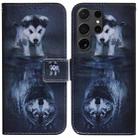 For Samsung Galaxy S24 Ultra 5G Coloured Drawing Flip Leather Phone Case(Wolf and Dog) - 1