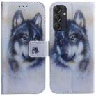 For Samsung Galaxy M55 Coloured Drawing Flip Leather Phone Case(White Wolf) - 1