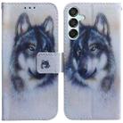 For Samsung Galaxy M15/F15 Coloured Drawing Flip Leather Phone Case(White Wolf) - 1