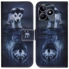 For Realme C53 / Narzo N53 Coloured Drawing Flip Leather Phone Case(Wolf and Dog) - 1