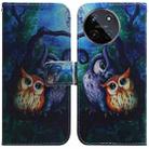 For Realme 11 4G Global Coloured Drawing Flip Leather Phone Case(Oil Painting Owl) - 1