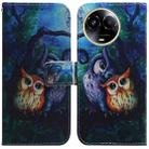 For Realme 11 5G Global Coloured Drawing Flip Leather Phone Case(Oil Painting Owl) - 1