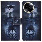 For Realme 11 5G Global Coloured Drawing Flip Leather Phone Case(Wolf and Dog) - 1