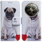 For Realme 12 Pro+ Global Coloured Drawing Flip Leather Phone Case(Pug) - 1
