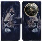 For Realme 12 Pro+ Global Coloured Drawing Flip Leather Phone Case(Lion) - 1