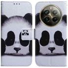 For Realme 12 Pro+ Global Coloured Drawing Flip Leather Phone Case(Panda) - 1