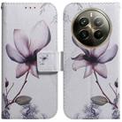 For Realme 12 Pro+ Global Coloured Drawing Flip Leather Phone Case(Magnolia) - 1