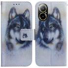 For Realme C67 4G Global Coloured Drawing Flip Leather Phone Case(White Wolf) - 1