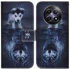 For Realme 12 5G Coloured Drawing Flip Leather Phone Case(Wolf and Dog) - 1