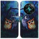 For Realme 12+ Coloured Drawing Flip Leather Phone Case(Oil Painting Owl) - 1