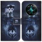 For Realme 12+ Coloured Drawing Flip Leather Phone Case(Wolf and Dog) - 1