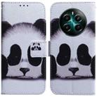 For Realme 12+ Coloured Drawing Flip Leather Phone Case(Panda) - 1