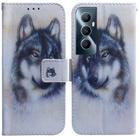 For Realme C65 4G Coloured Drawing Flip Leather Phone Case(White Wolf) - 1
