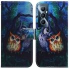 For Realme C65 4G Coloured Drawing Flip Leather Phone Case(Oil Painting Owl) - 1