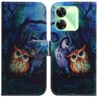 For Realme C61 / C63 / Note 60 Coloured Drawing Flip Leather Phone Case(Oil Painting Owl) - 1