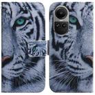 For OPPO Reno10 5G / Reno10 Pro Global Coloured Drawing Flip Leather Phone Case(Tiger) - 1