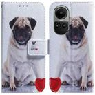 For OPPO Reno10 5G Global/Reno10 Pro Global Coloured Drawing Flip Leather Phone Case(Pug) - 1