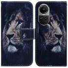 For OPPO Reno10 5G / Reno10 Pro Global Coloured Drawing Flip Leather Phone Case(Lion) - 1