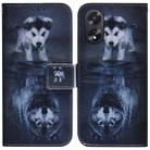 For OPPO A38 4G / A18 Coloured Drawing Flip Leather Phone Case(Wolf and Dog) - 1