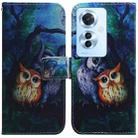 For OPPO F25 Pro 5G Global Coloured Drawing Flip Leather Phone Case(Oil Painting Owl) - 1