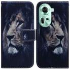 For OPPO Reno11 Global Coloured Drawing Flip Leather Phone Case(Lion) - 1