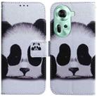 For OPPO Reno11 Global Coloured Drawing Flip Leather Phone Case(Panda) - 1