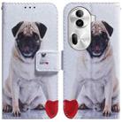 For OPPO Reno11 Pro Global Coloured Drawing Flip Leather Phone Case(Pug) - 1