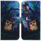 For OPPO A60 4G Coloured Drawing Flip Leather Phone Case(Oil Painting Owl) - 1