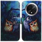 For OPPO A3 Pro 5G Coloured Drawing Flip Leather Phone Case(Oil Painting Owl) - 1