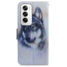 For OPPO Reno12 5G Global Coloured Drawing Flip Leather Phone Case(White Wolf) - 3