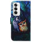 For OPPO Reno12 5G Global Coloured Drawing Flip Leather Phone Case(Oil Painting Owl) - 3