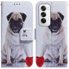 For OPPO Reno12 5G Global Coloured Drawing Flip Leather Phone Case(Pug) - 1