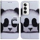 For OPPO Reno12 5G Global Coloured Drawing Flip Leather Phone Case(Panda) - 1