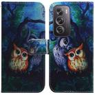 For OPPO Reno12 Pro 5G Global Coloured Drawing Flip Leather Phone Case(Oil Painting Owl) - 1